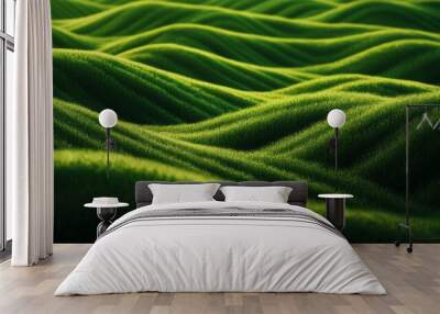 Rolling green texture field on the background Wall mural