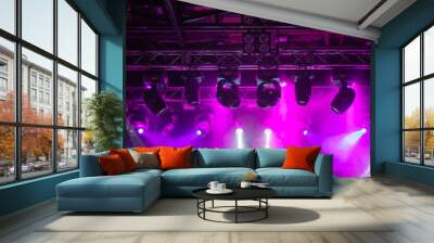 Stage, concert light. Modern spotlights equipment. Wall mural