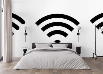 Set of vector Wi-Fi icon for communication, telecommunication. Communication wireless signal level wifi. Clipart illustration. Mobile bar status. Wall mural