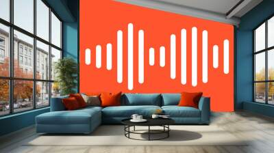 Waves of the equalizer sound isolated on red background. White wave or voice message. Vector Illustration Wall mural