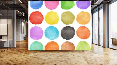 Abstract colorful watercolor hand painted circle on white Wall mural