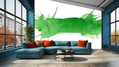 Blot of green watercolor isolated on transparent background Wall mural