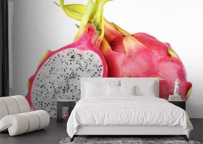 Dragon fruit or pitaya with cut on white with clipping path Wall mural