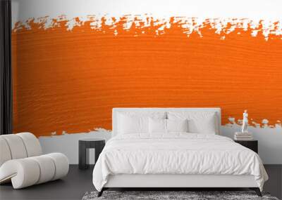 Orange stroke of paint isolated on transparent background Wall mural