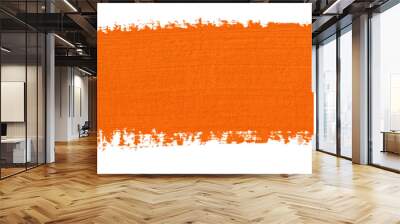 Orange stroke of paint texture isolated on transparent background Wall mural