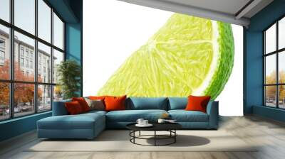 Ripe slice of lime citrus fruit isolated on transparent background Wall mural