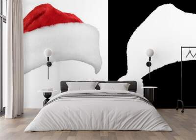 Santa Claus or christmas red hat isolated on white background with high qulity clipping mask (alpha channel) for quick isolation. Easy to selection object. Wall mural