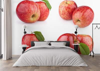 Set red apple fruits isolated on white Wall mural