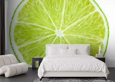 Slice of lime citrus fruit isolated on transparent background Wall mural