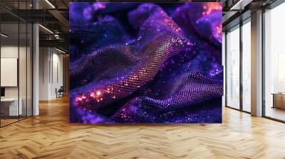 Sequined fabric close-up. Generative AI Wall mural