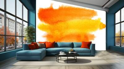 Yellow - orange watercolor brush strokes Wall mural