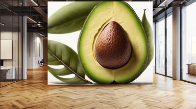 Sliced ripe Avocado on white background. Healthy food concept generative ai Wall mural