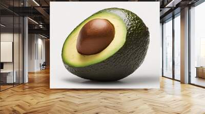 Sliced ripe Avocado on white background. Healthy food concept generative ai Wall mural