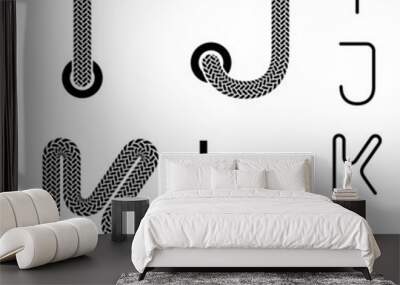 vector shoe lace alphabet letters I J K L Wall mural