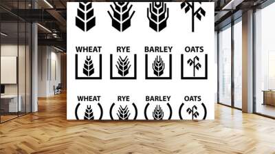 vector wheat rye barley oat cereal spike ears symbols Wall mural