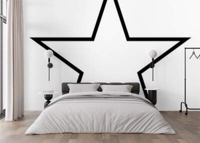 star shape symbol, black and white vector silhouette illustration of simple five-pointed star Wall mural