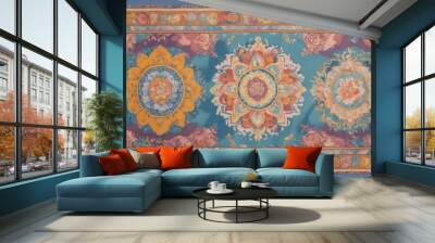 Symmetry fabric illustration art, AI generated Wall mural