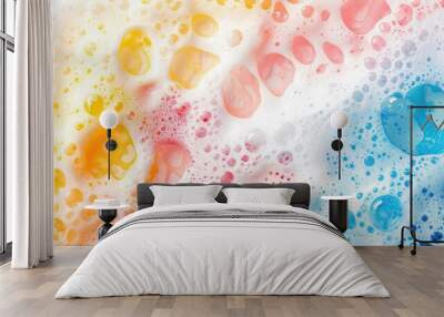 Vibrant soap bubbles. Generative AI Wall mural