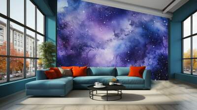 Watercolor galaxy space cosmic repeat pattern Wall mural