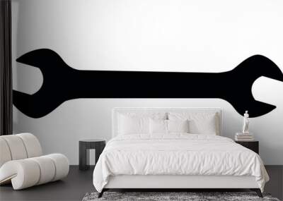 wrench silhouette shape, black and white vector illustration of hand tool spanner Wall mural