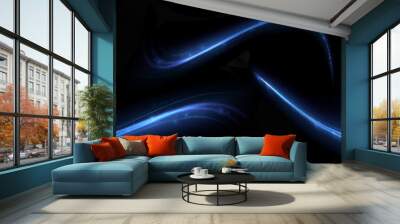 blue light trail, wave speed, trace line twirl Wall mural