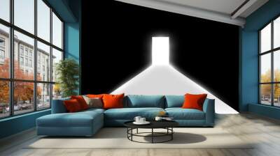 Open the door in a dark room with light passing through it. Light enters through the gap on a transparent background Wall mural