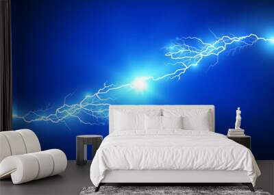 Set of lightnings. Magic and bright lighting effects. Wall mural