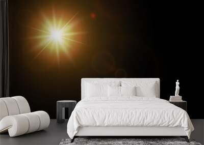 star on black background with flare Wall mural