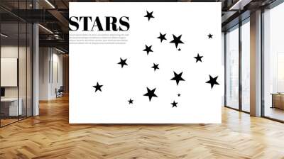 Stars on a white background. Black star shooting with an elegant star.Meteoroid, comet, asteroid, stars. Wall mural