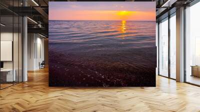 Scenic view of beautiful cloudy morning horizon over the sea, water. Wall mural