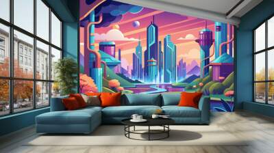 City skyline vector illustration Wall mural