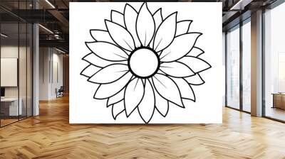 Flower Wreath Line Art with abstract shape Wall mural