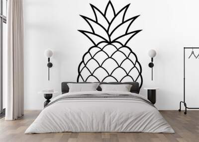 Fruit and berry collection pineapple Line icon Wall mural