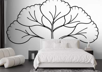 Hand drawn stylized line tree Wall mural