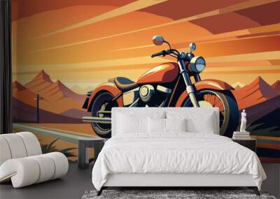 Hand-drawn vintage motorcycle Wall mural