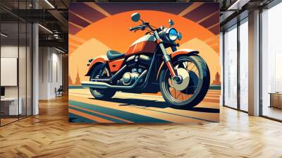 Hand-drawn vintage motorcycle Wall mural