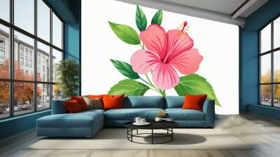 Hibiscus flower watercolor floral design Wall mural