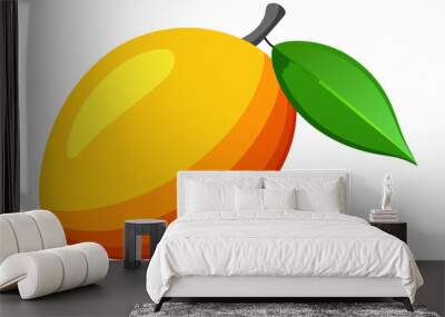 Mango icon vector isolated with green leaves Wall mural