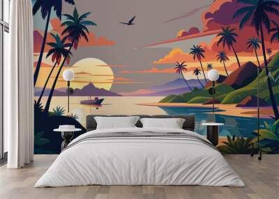 Sunset in the Beach landscape background  Wall mural