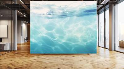 water wave underwater blue ocean swimming pool wide panorama background sandy sea bottom isolated on white background Wall mural