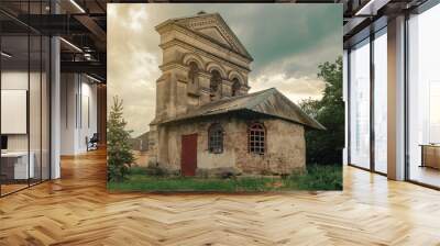 Old 19th century bell tower near the church Wall mural