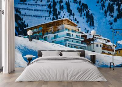 Schi Dorf Obergurgl in 2000 Höhenmetern im Winter, Tirol, Österreich, Wall mural