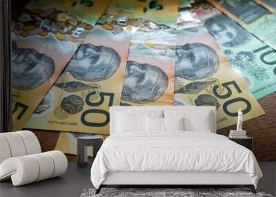 Aussie currency 50 100 new Australian money AUD cash background wallpaper Wall mural