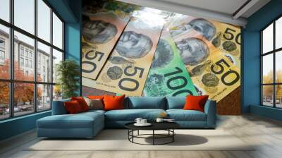 Aussie currency 50 100 new Australian money AUD cash background wallpaper Wall mural