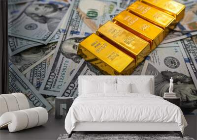 bank investment  gold bar and money Wall mural