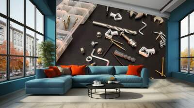 drill bits, screws, screwdriver bit bits and hexagon wrench for repair Wall mural