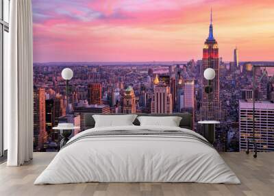 New York City Midtown with Empire State Building at Amazing Sunset Wall mural