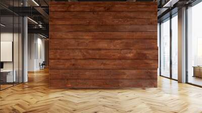 dark brown wooden wall made of planks background Wall mural