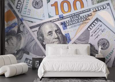 financial background: one hundred dollars banknotes Wall mural