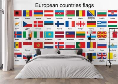 set of rectangle buttons with european countries flags Wall mural